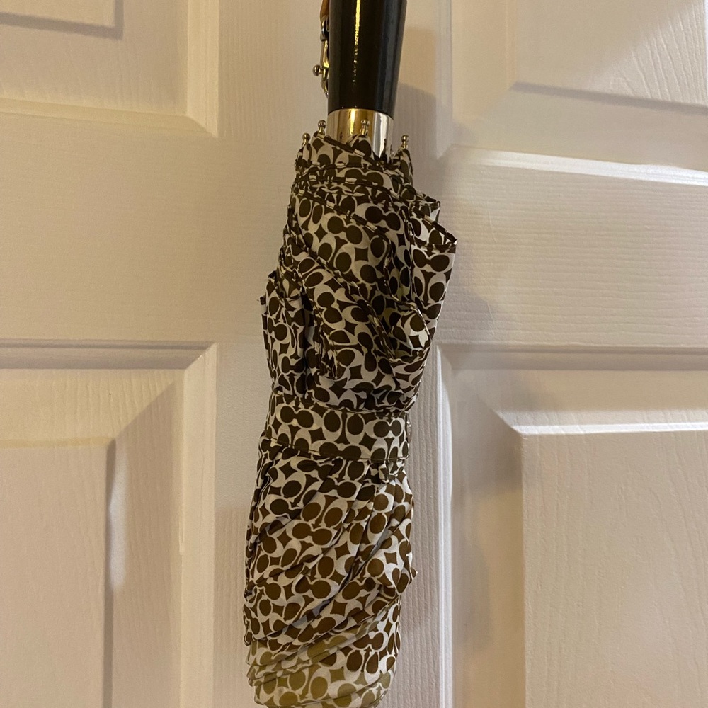 Stylish brown and beige Coach Patterned Dress Umbrella